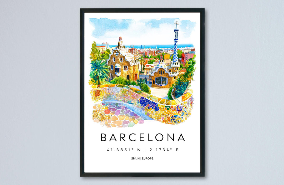 Barcelona Watercolor Poster Wall Art Barcelona Wall Hanging Home Décor Barcelona Gift Art Lovers Spain Wall Art