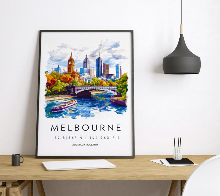 Melbourne Watercolor Poster Wall Art Melbourne Wall Hanging Home Décor Melbourne Gift Art Lovers Australia Wall Art