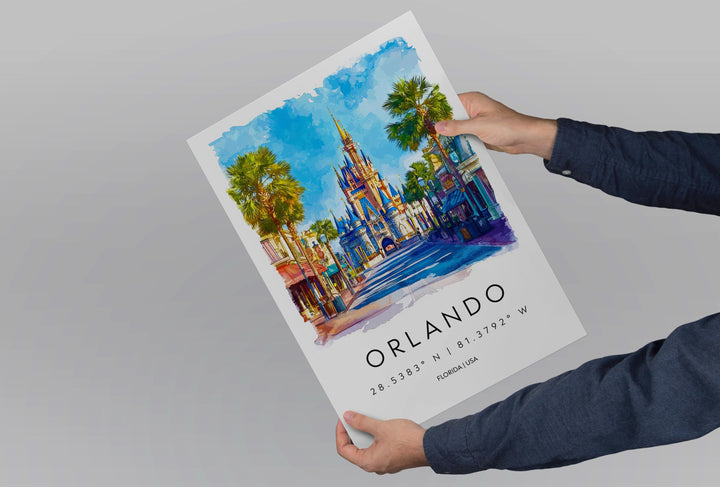 Orlando Watercolor Poster Wall Art Orlando Wall Hanging Home Décor Orlando Gift Art Lovers United States Wall Art