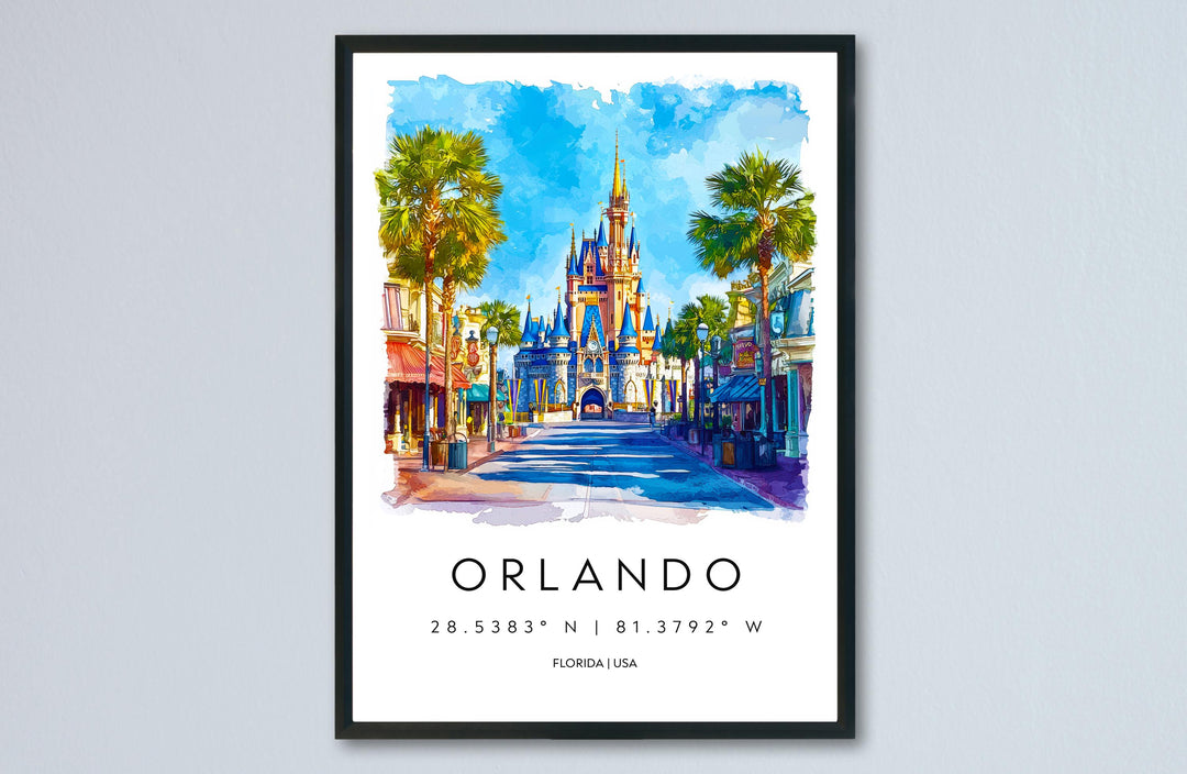Orlando Watercolor Poster Wall Art Orlando Wall Hanging Home Décor Orlando Gift Art Lovers United States Wall Art