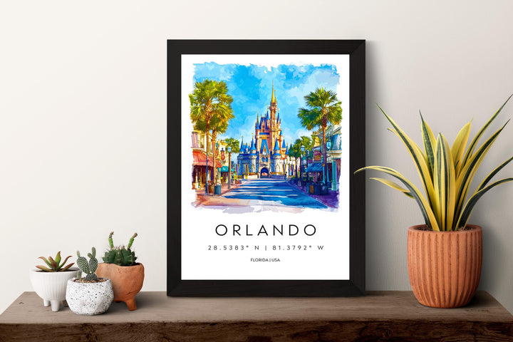 Orlando Watercolor Poster Wall Art Orlando Wall Hanging Home Décor Orlando Gift Art Lovers United States Wall Art