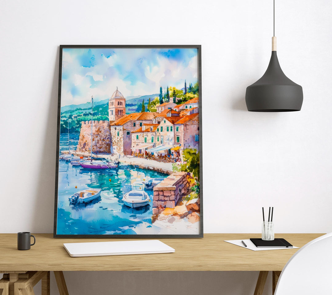 Hvar Watercolor Poster Wall Art Hvar Wall Hanging Home Décor Hvar Gift Art Lovers Croatia Wall Art
