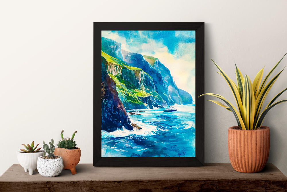Slieve League Watercolor Poster Wall Art Slieve League Wall Hanging Home Décor Slieve League Gift Art Lovers Ireland Wall Art Slieve League