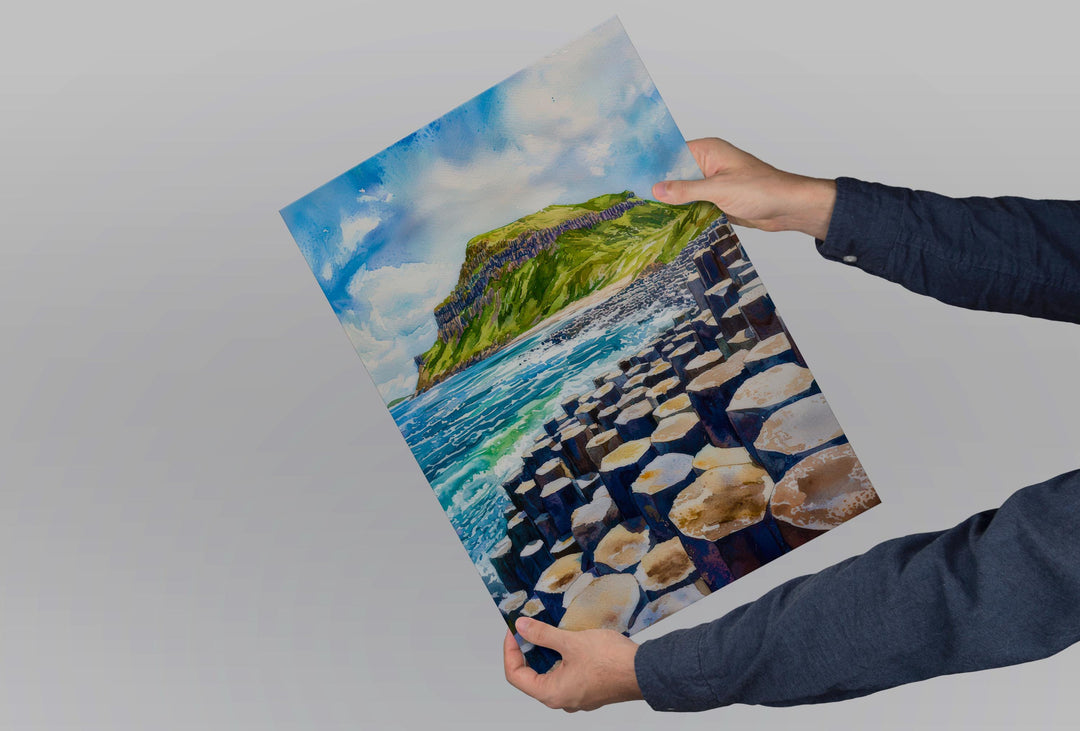 Giants Causeway Watercolor Poster Wall Art Giants Causeway Wall Hanging Home Décor Giants Causeway Gift Art Lovers United Kingdom Wall Art