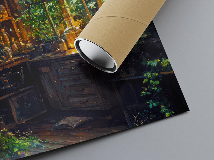 Witches Greenhouse Botanical Print, Dark Academia Cottagecore Wall Art