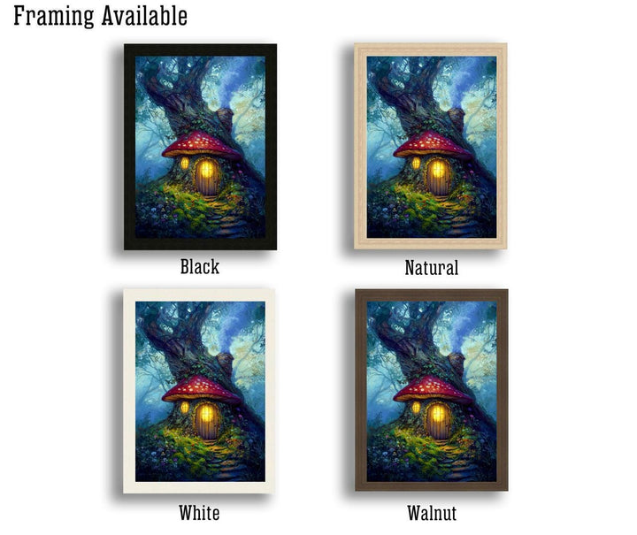 Toadstool Cottage Print: Whimsical Mushroom House, Enchanted Woodland Art