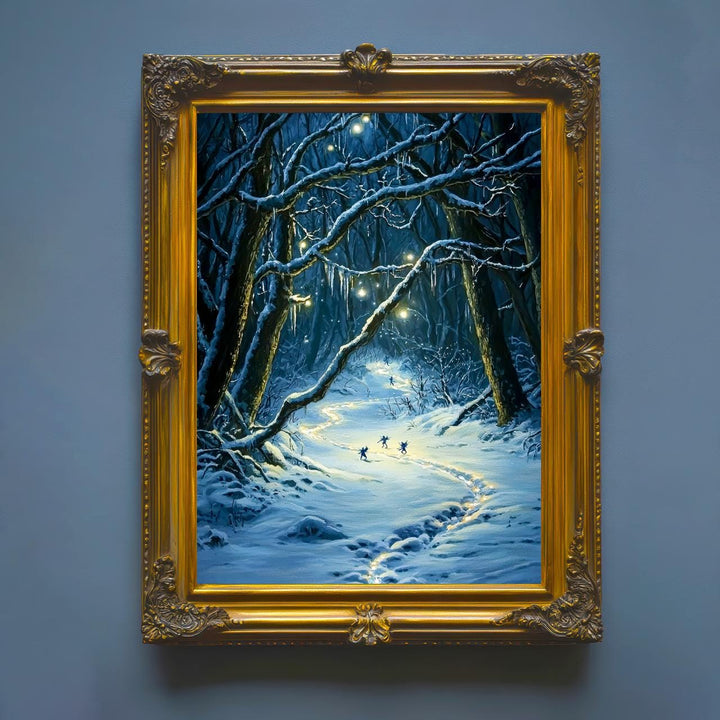 Winter Fairies Art Print | Enchanted Cottagecore Snow Scene