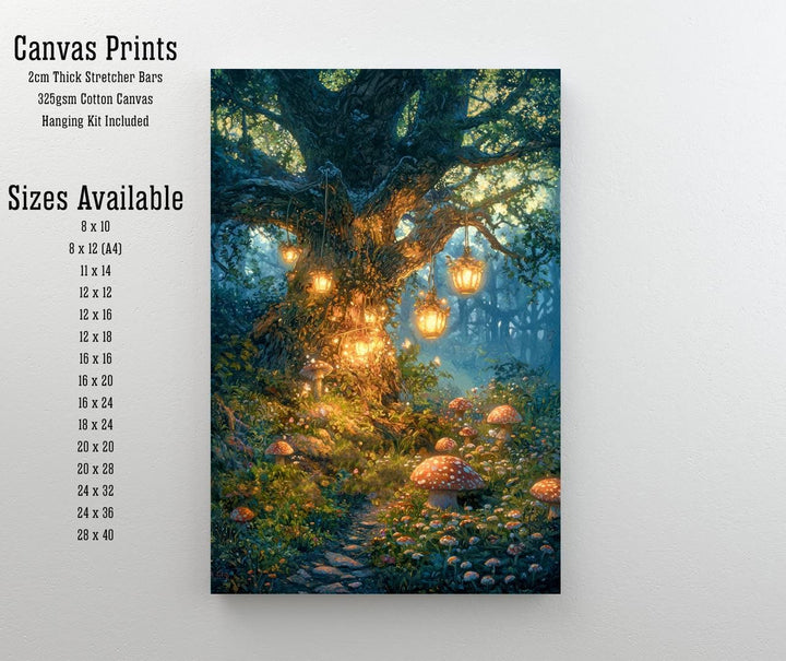 Mystic Oak Tree Art Print, Enchanted Forest, Cottagecore Decor