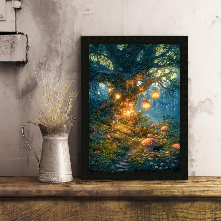 Mystic Oak Tree Art Print, Enchanted Forest, Cottagecore Decor