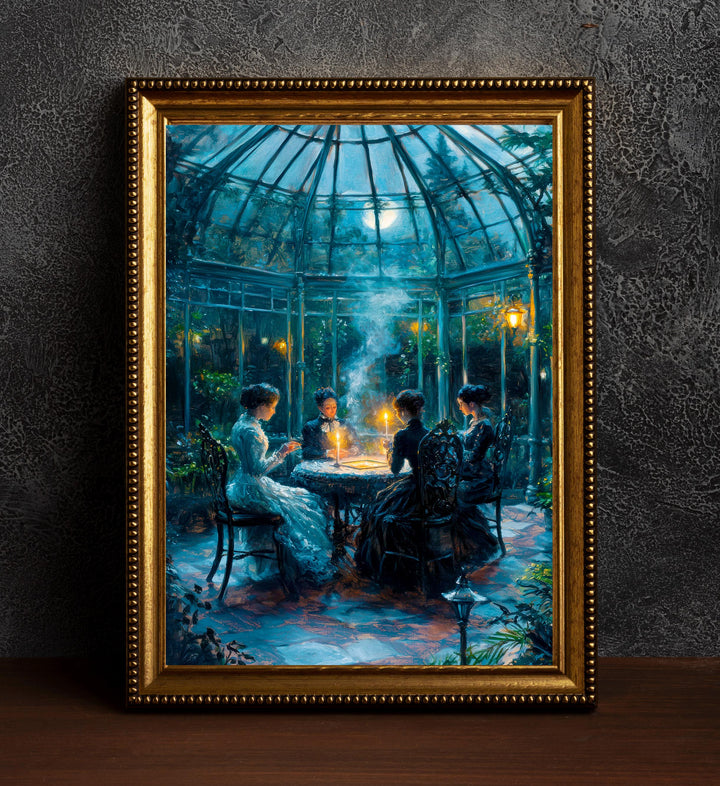 Witch Meeting Poster Magical Gathering Artwork Dark Academia Wall Art Enchanted Nature Illustration Witchcore Decor Vintage Fantasy