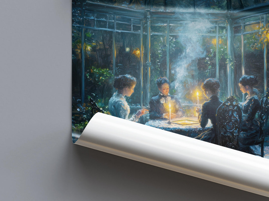 Witch Meeting Poster Magical Gathering Artwork Dark Academia Wall Art Enchanted Nature Illustration Witchcore Decor Vintage Fantasy
