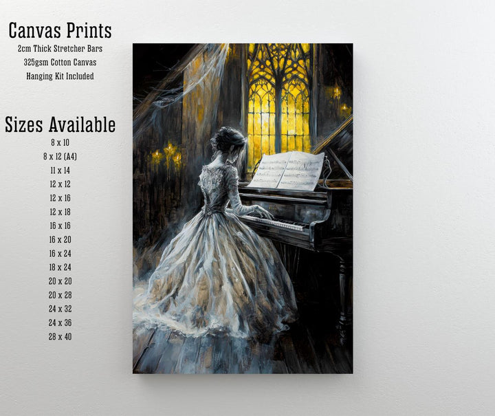 Ghost Bride Playing Piano Poster Gothic Haunted Artwork Dark Academia Wall Art Vintage Ghost Illustration Spooky Romantic Print Paranorma