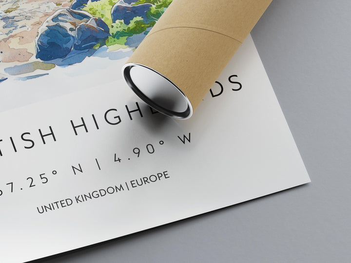 Scottish Highlands Watercolor Poster Wall Art Scottish Highlands Wall Hanging Home Décor Scottish Highlands Gift Art Lovers United Kingdom