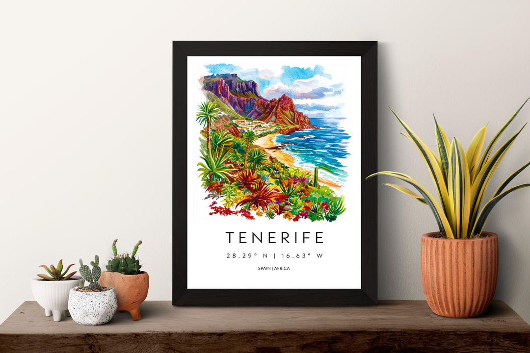 Tenerife Watercolor Poster Wall Art Tenerife Wall Hanging Home Décor Tenerife Gift Art Lovers Spain Wall Art