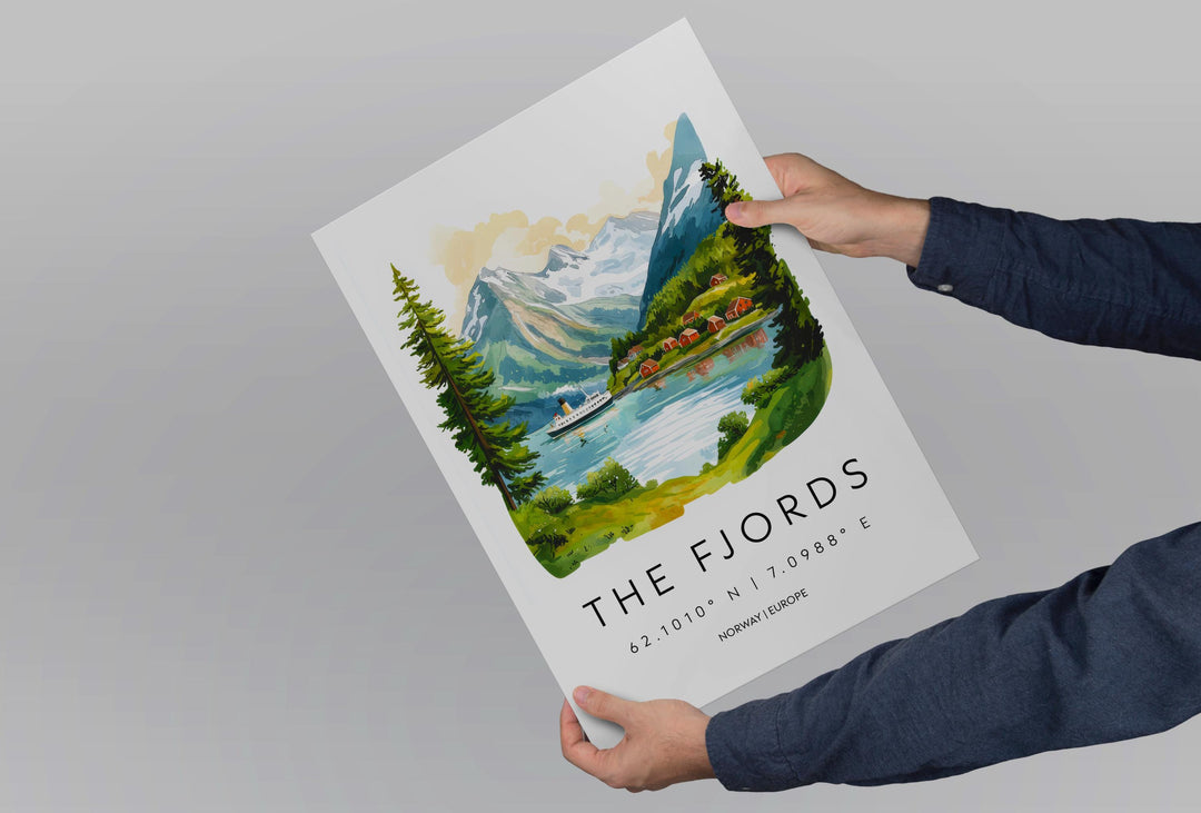 The Fjords Watercolor Poster Wall Art The Fjords Wall Hanging Home Décor The Fjords Gift Art Lovers Norway Wall Art