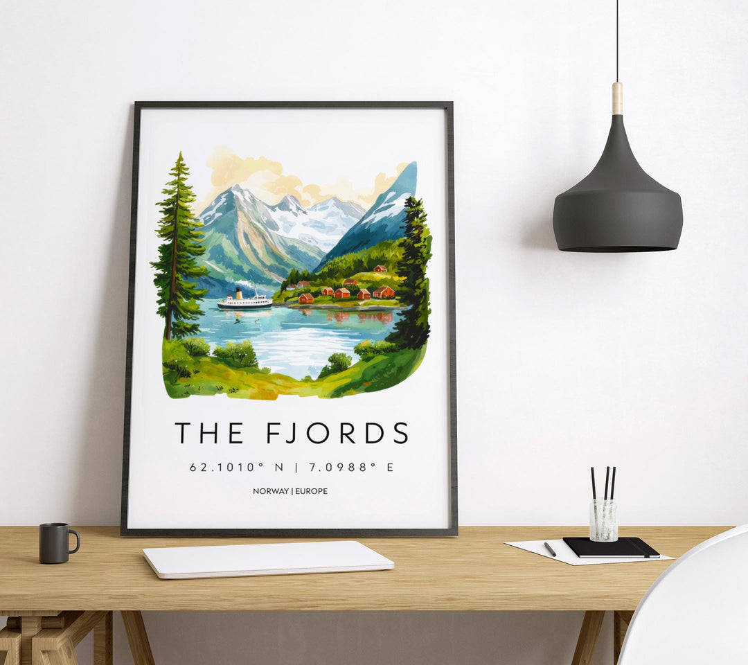 The Fjords Watercolor Poster Wall Art The Fjords Wall Hanging Home Décor The Fjords Gift Art Lovers Norway Wall Art