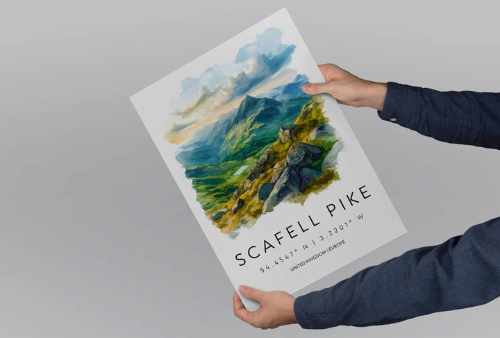 Scafell Pike Watercolor Poster Wall Art Scafell Pike Wall Hanging Home Décor Scafell Pike Gift Art Lovers United Kingdom Wall Art