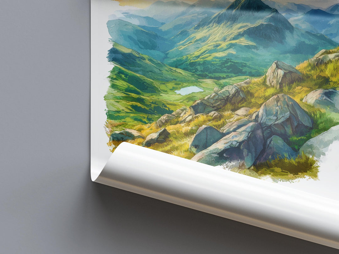 Scafell Pike Watercolor Poster Wall Art Scafell Pike Wall Hanging Home Décor Scafell Pike Gift Art Lovers United Kingdom Wall Art