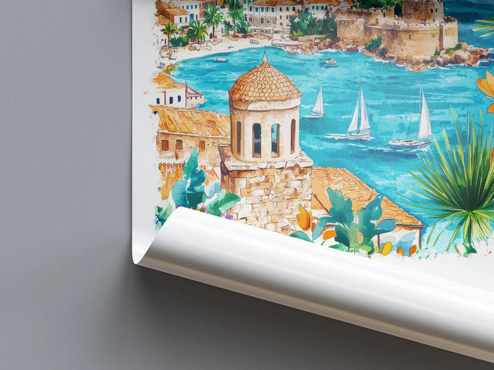 Rhodes Watercolor Poster Wall Art Rhodes Wall Hanging Home Décor Rhodes Gift Art Lovers Greece Wall Art