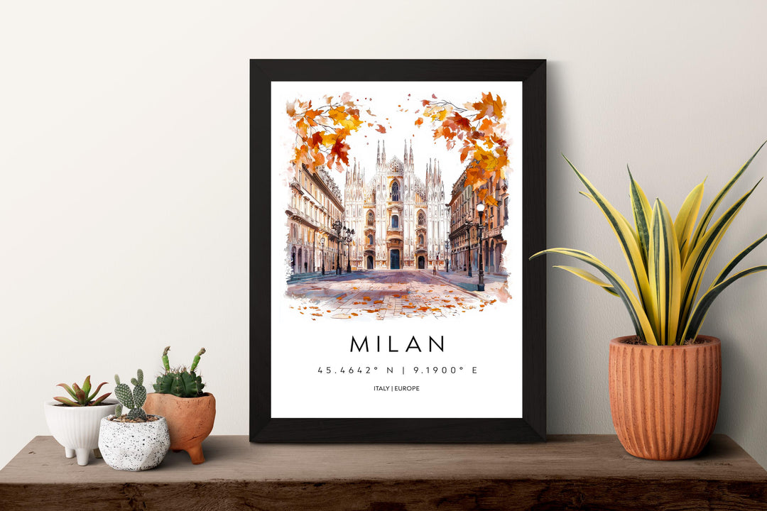 Milan watercolor poster Wall Art Milan Wall Hanging Home Décor Milan Gift Art Lovers Italy Art Lover Gift