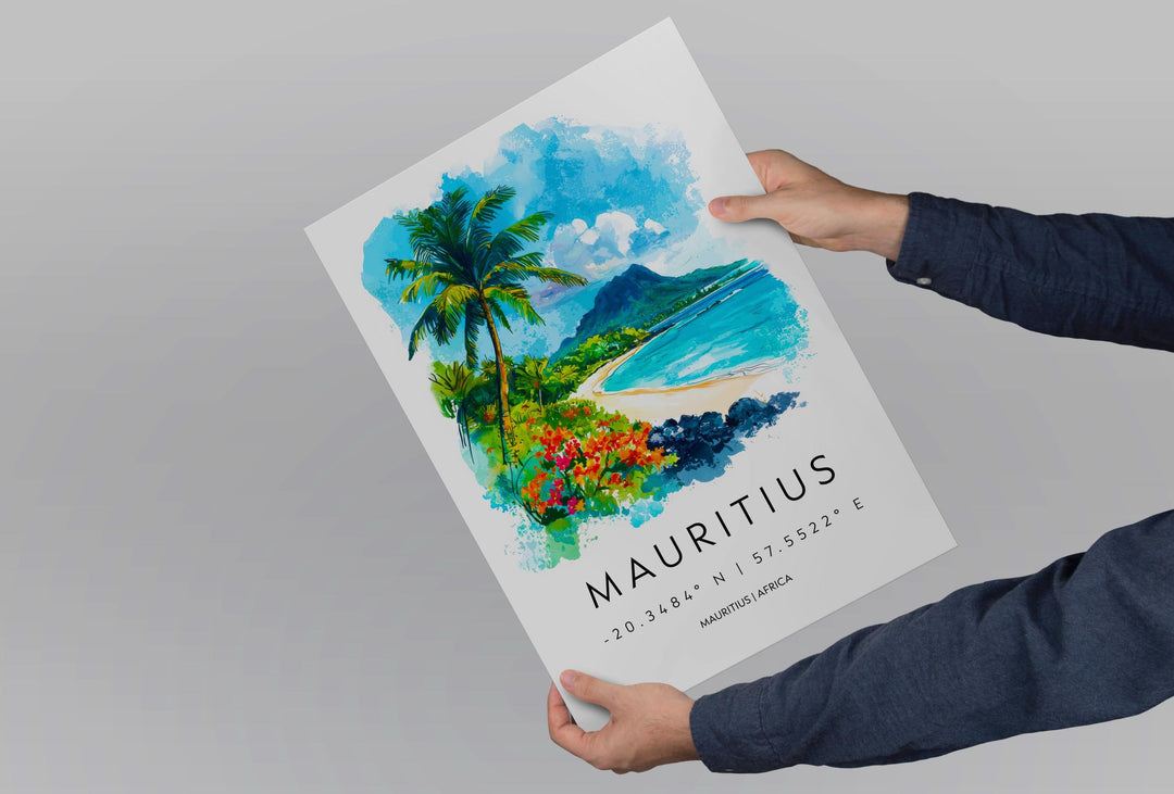 Mauritius Watercolor Poster Wall Art Mauritius Wall Hanging Home Décor Mauritius Gift Art Lovers Mauritius Wall Art