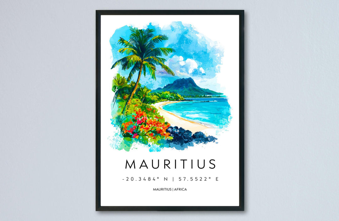 Mauritius Watercolor Poster Wall Art Mauritius Wall Hanging Home Décor Mauritius Gift Art Lovers Mauritius Wall Art
