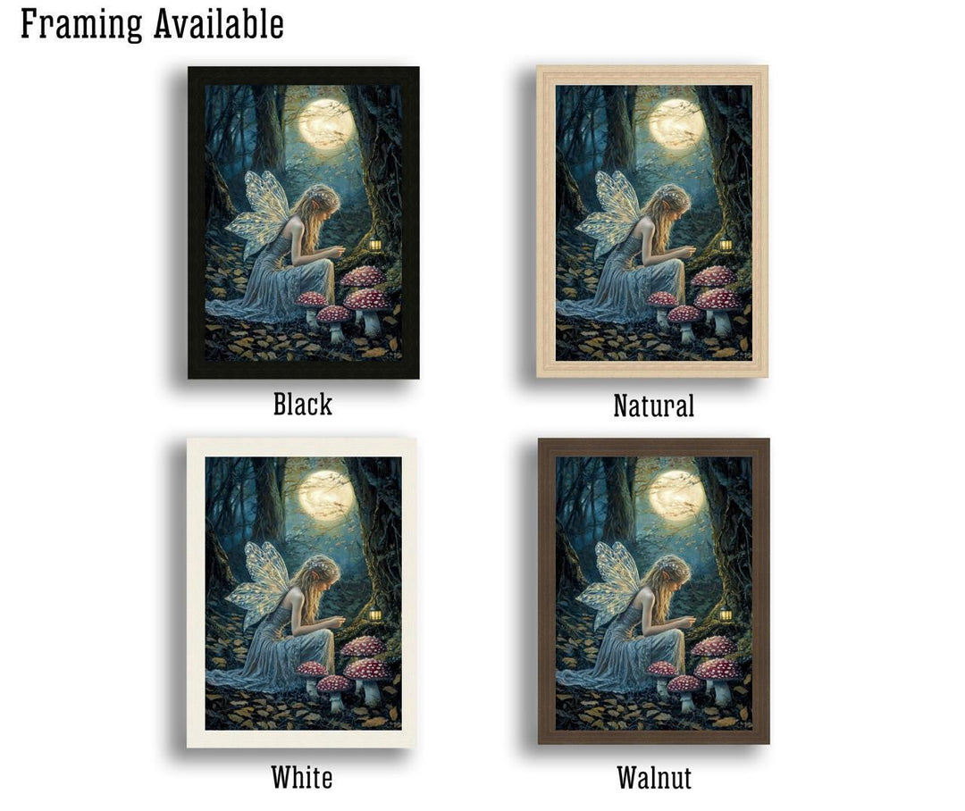 Fairy in Forest Poster Enchanted Woodland Artwork Magical Nature Illustration Cottagecore Wall Art Whimsical Fantasy Print Vintage Fairycore