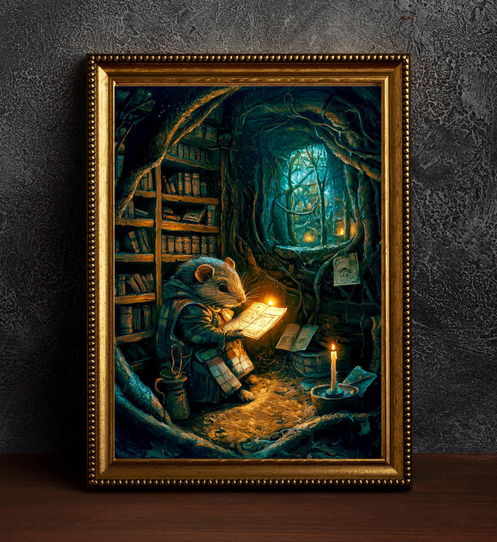 Mole in House Poster Whimsical Animal Artwork Cottagecore Wall Art Cozy Woodland Illustration Enchanted Nature Print Vintage Storybook