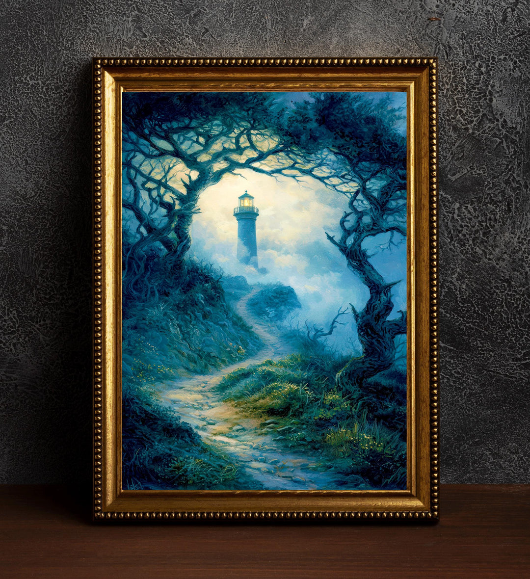 Enchanted Lighthouse Poster: Cottagecore Coastal Wall Art