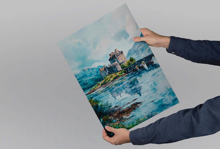 Eilean Donan watercolor poster Wall Art Eilean Donan Wall Hanging Home Décor Eilean Donan Gift Art Lovers Scotland Art Lover Gift Scotland