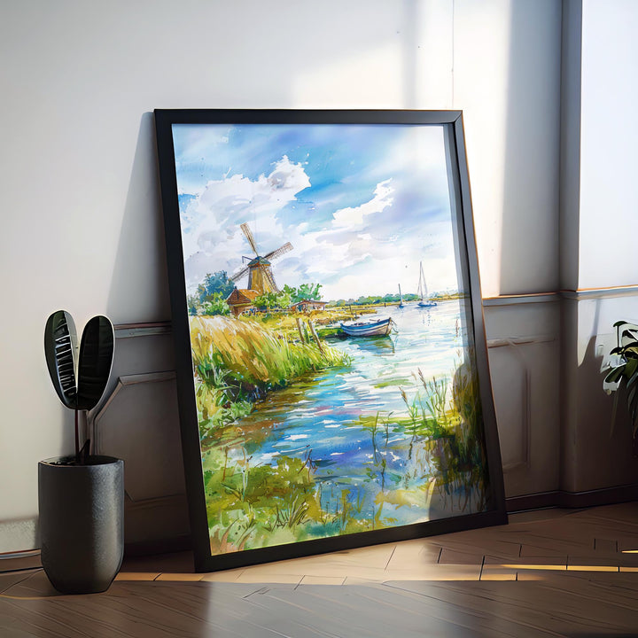 Norfolk Broads watercolor poster Wall Art Norfolk Broads Wall Hanging Home Décor Norfolk Broads Gift Art Lovers England Art Lover Gift