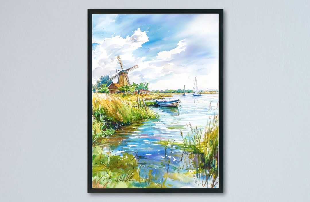Norfolk Broads watercolor poster Wall Art Norfolk Broads Wall Hanging Home Décor Norfolk Broads Gift Art Lovers England Art Lover Gift