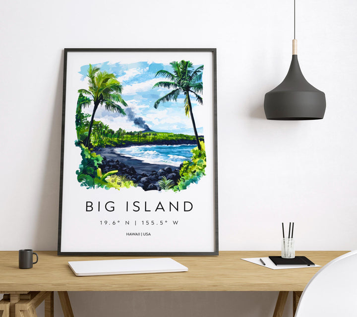Big Island watercolor poster Wall Art Big Island Wall Hanging Home Décor Big Island Gift Art Lovers Hawaii Art Lover Gift Hawaii wall art