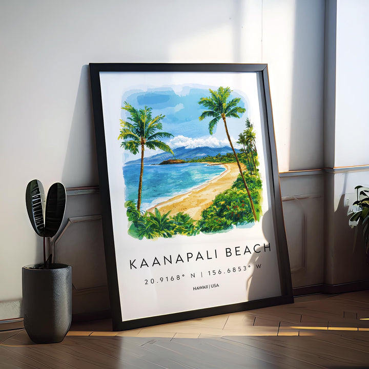 Kaanapali Beach watercolor poster Wall Art Kaanapali Beach Wall Hanging Home Décor Kaanapali Beach Gift Art Lovers Hawaii Art Lover Gift