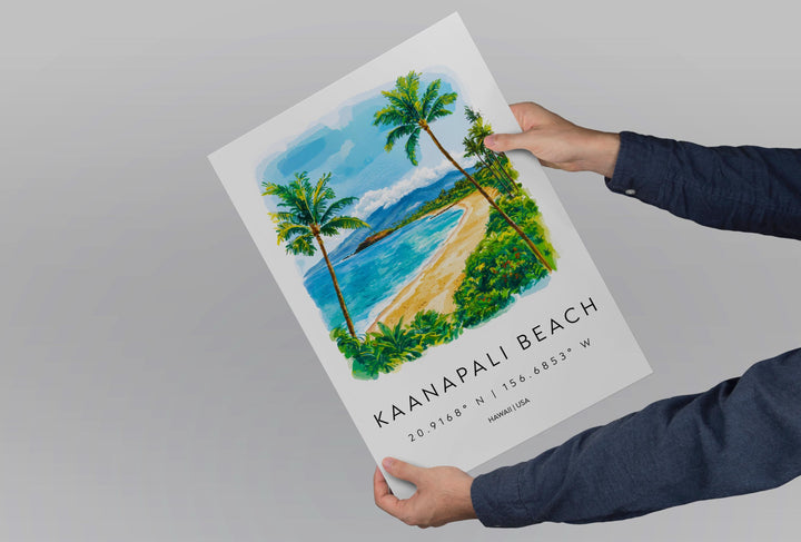 Kaanapali Beach watercolor poster Wall Art Kaanapali Beach Wall Hanging Home Décor Kaanapali Beach Gift Art Lovers Hawaii Art Lover Gift