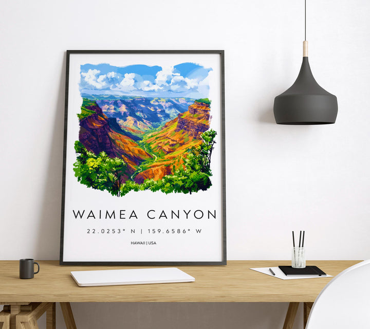 Waimea Canyon watercolor poster Wall Art Waimea Canyon Wall Hanging Home Décor Waimea Canyon Gift Art Lovers Hawaii Art Lover Gift