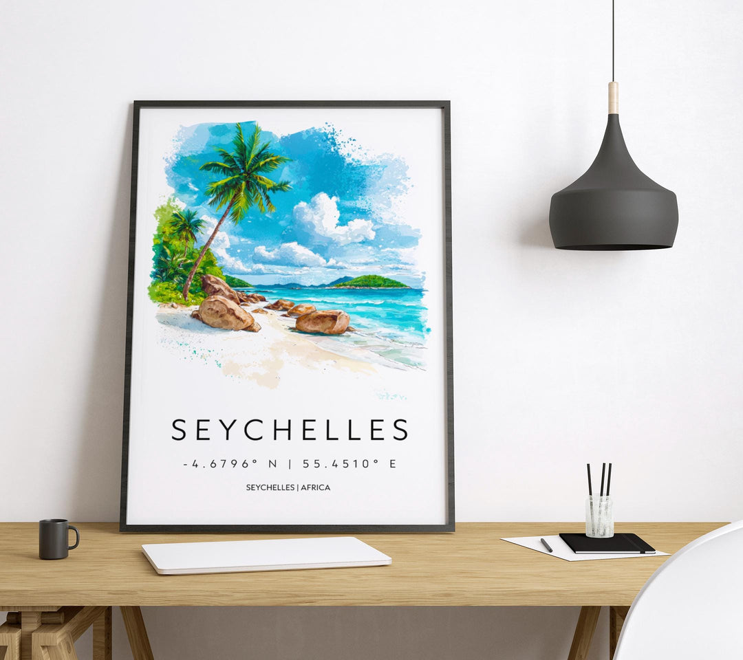 Seychelles Watercolor Poster Wall Art Seychelles Wall Hanging Home Décor Seychelles Gift Art Lovers Seychelles Wall Art