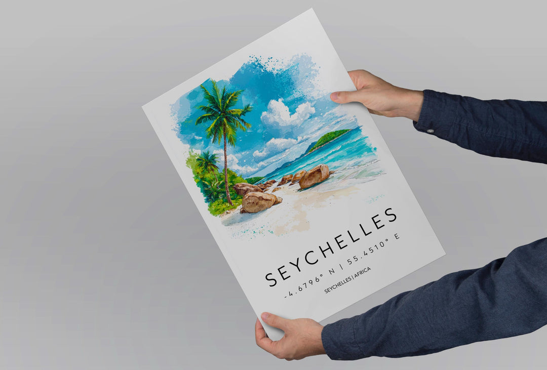 Seychelles Watercolor Poster Wall Art Seychelles Wall Hanging Home Décor Seychelles Gift Art Lovers Seychelles Wall Art