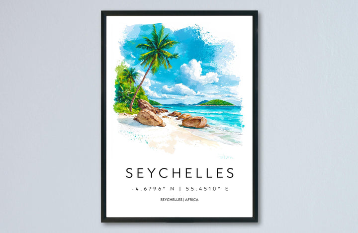 Seychelles Watercolor Poster Wall Art Seychelles Wall Hanging Home Décor Seychelles Gift Art Lovers Seychelles Wall Art
