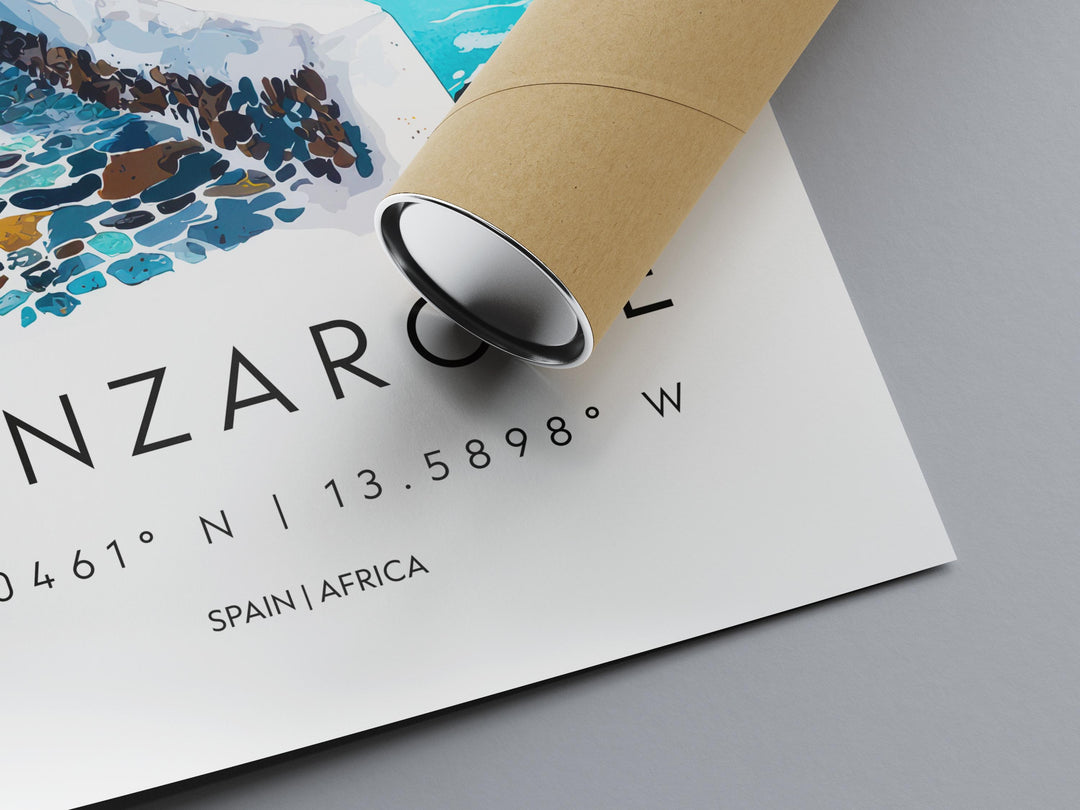 Lanzarote Watercolor Poster Wall Art Lanzarote Wall Hanging Home Décor Lanzarote Gift Art Lovers Spain Wall Art