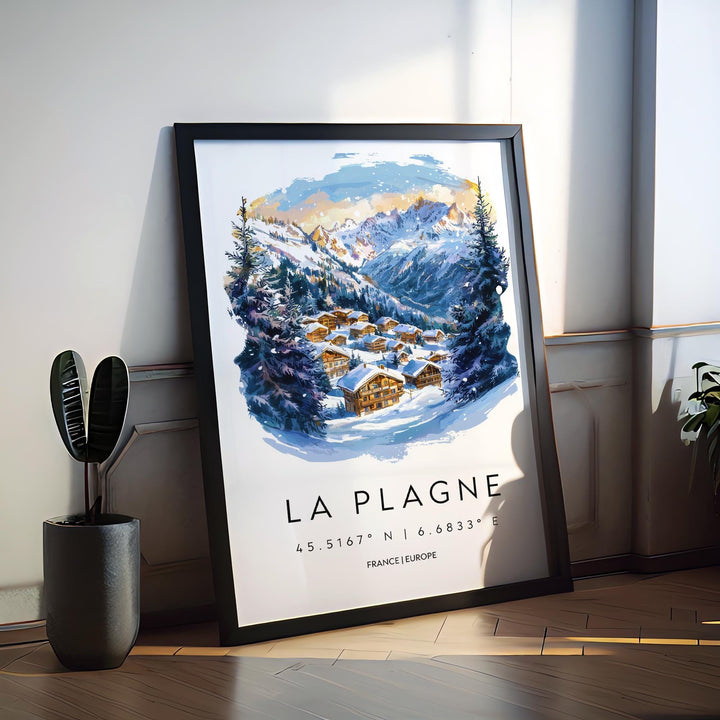 La Plagne Watercolor Poster Wall Art La Plagne Wall Hanging Home Décor La Plagne Gift Art Lovers France Wall Art