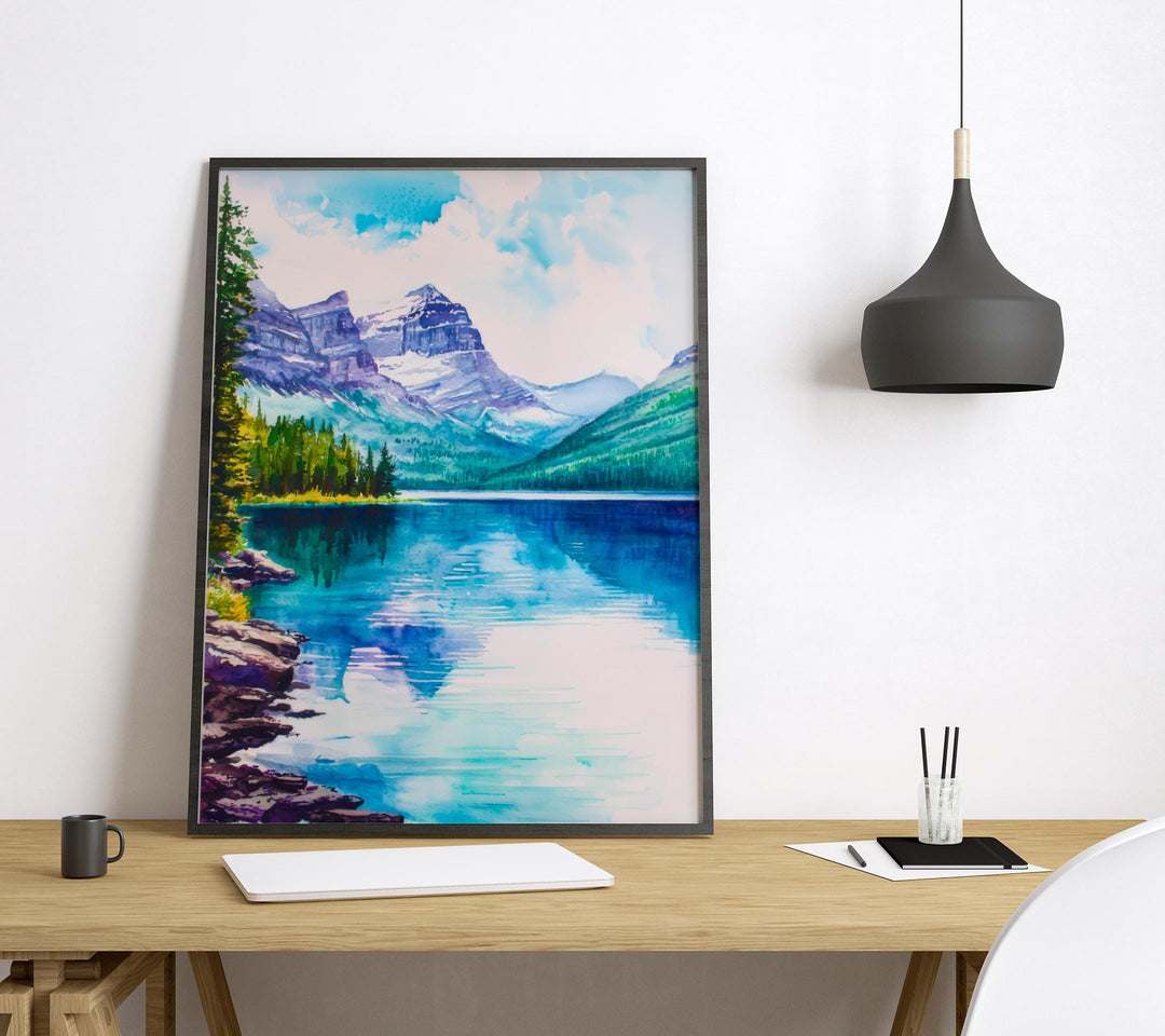 Glacier National Park watercolor poster Wall Art Glacier National Park Wall Hanging Home Décor Glacier National Park Gift Art Lovers