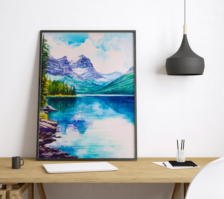 Glacier National Park watercolor poster Wall Art Glacier National Park Wall Hanging Home Décor Glacier National Park Gift Art Lovers