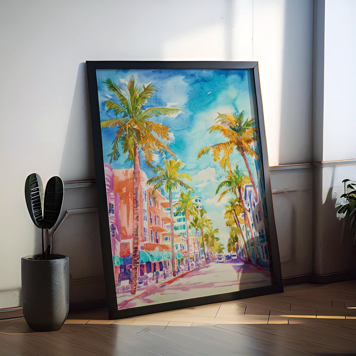 Miami watercolor poster Wall Art Miami Wall Hanging Home Décor Miami Gift Art Lovers Florida Art Lover Gift Florida wall art