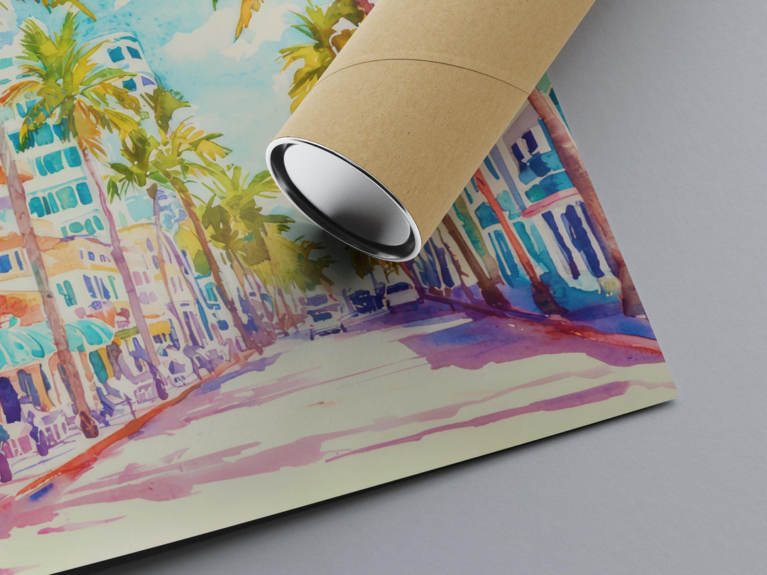 Miami watercolor poster Wall Art Miami Wall Hanging Home Décor Miami Gift Art Lovers Florida Art Lover Gift Florida wall art