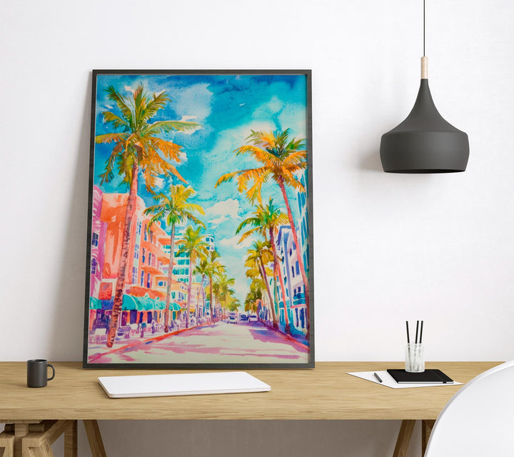 Miami watercolor poster Wall Art Miami Wall Hanging Home Décor Miami Gift Art Lovers Florida Art Lover Gift Florida wall art