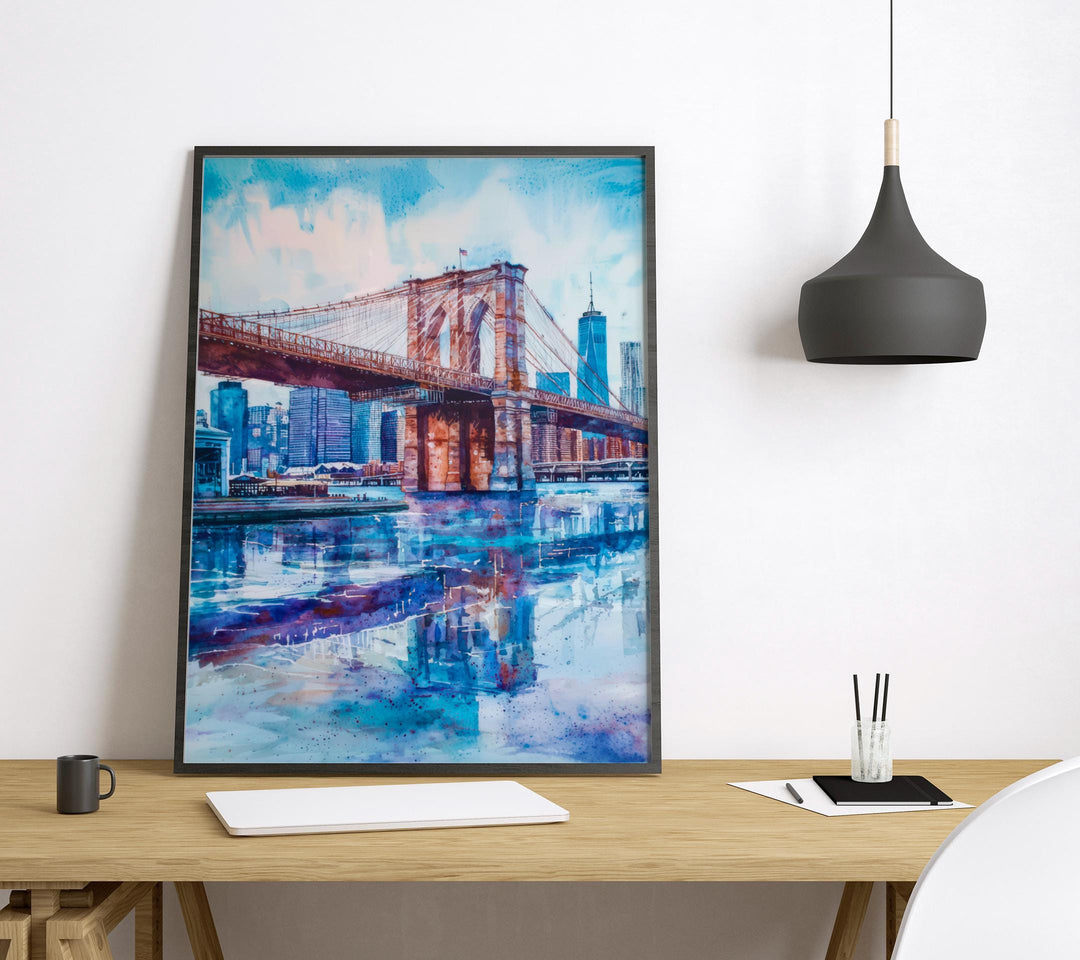 Brooklyn Bridge watercolor poster Wall Art Brooklyn Bridge Wall Hanging Home Décor Brooklyn Bridge Gift Art Lovers New York Art
