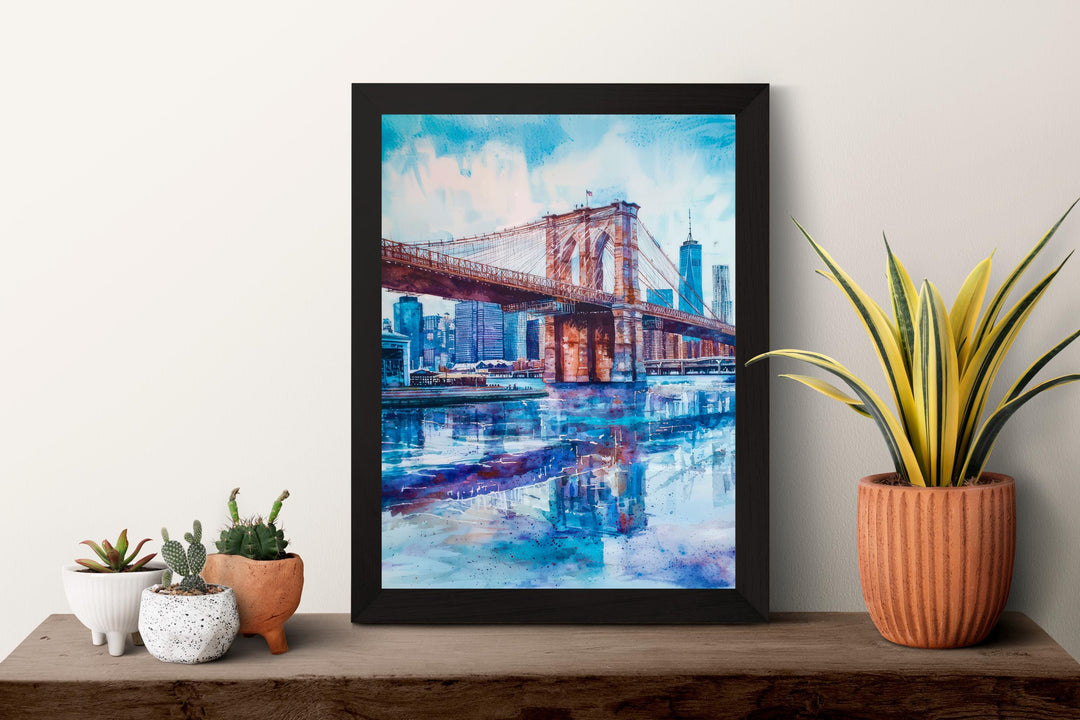 Brooklyn Bridge watercolor poster Wall Art Brooklyn Bridge Wall Hanging Home Décor Brooklyn Bridge Gift Art Lovers New York Art