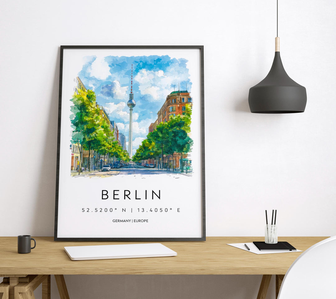 Berlin Watercolor Poster Wall Art Berlin Wall Hanging Home Décor Berlin Gift Art Lovers Germany Wall Art