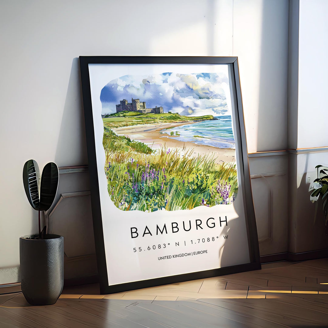Bamburgh Watercolor Poster Wall Art Bamburgh Wall Hanging Home Décor Bamburgh Gift Art Lovers United Kingdom Wall Art